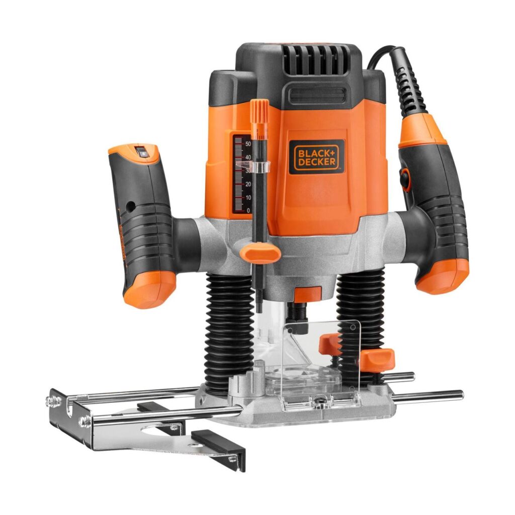 Masina de frezat Black&Decker, KW1200E, 1200 W, 6.35 mm, 8 accesorii, viteza variabila - Slefuitoare si Rindele