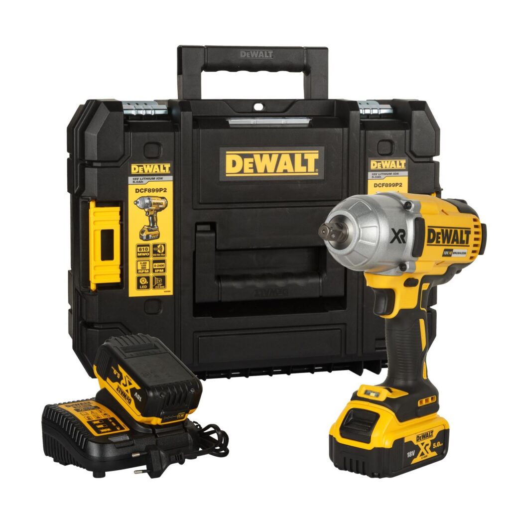 Masina de insurubat cu impact Dewalt de 1/2 ", DCF899P2-QW, 2 x acumulator XR Li-Ion 5.0 Ah 18 V, cutie pentru transport - Chei de impact