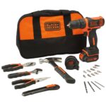 Masina de gaurit si insurubat Black&Decker cu acumulator Li-Ion 10.8V + set unelte de mana + geanta textila + biti si burghie, BDCDD12HTSA-QW - Masini de gaurit si insurubat cu acumulator