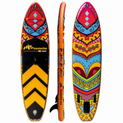 Set placa gonflabila Stand Up Paddle Mesterino Aqua SUP083, 320x81x15cm, geantă de transport, vasla, pompa, scaun, lesa, kit de reparatii, design Tribal - Articole sportive