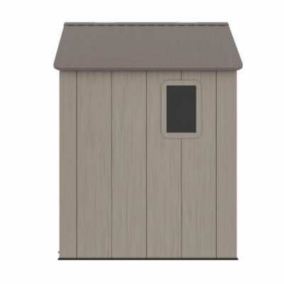 Casuta / magazie de gradina din polietilena HDPE MESTERINO PLATO-A, usi si acoperis maro, pereti gri antracit, 250x180x242 cm, cu podea din plastic HDPE, cinci carlige si doua polite CADOU - SimpleTools