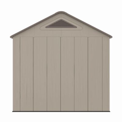 Casuta / magazie de gradina din polietilena HDPE MESTERINO Plato-B, usi si acoperis maro, pereti gri antracit, 250x246x242 cm, cu podea din plastic HDPE, cinci carlige si doua polite CADOU - SimpleTools