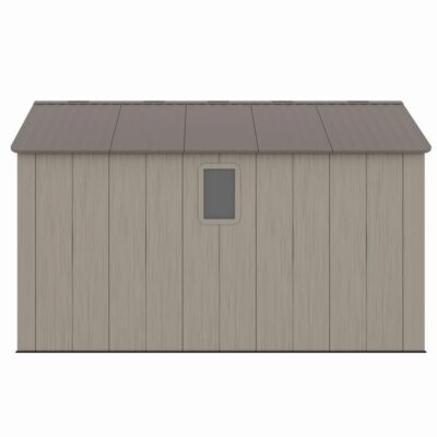 Casuta / magazie de gradina din polietilena HDPE Mesterino PLATO-D, usi si acoperis maro, pereti gri antracit, 250x378x242 cm, cu podea din plastic HDPE, cinci carlige si doua polite CADOU - Mobilier de gradina