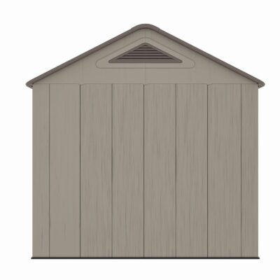 Casuta / magazie de gradina din polietilena HDPE Mesterino PLATO-D, usi si acoperis maro, pereti gri antracit, 250x378x242 cm, cu podea din plastic HDPE, cinci carlige si doua polite CADOU - Mobilier de gradina