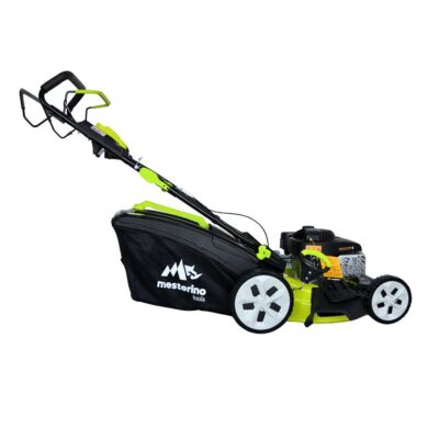 Masina tuns iarba/gazon autopropulsata MESTERINO BJXPM46-139, motor LONCIN 4 timpi, 3.3 cai, sasiu metal, latime taiere 46 cm, 8 nivele de taiere, sac colector 60 litri, evacuare lateral si mulcire - SimpleTools
