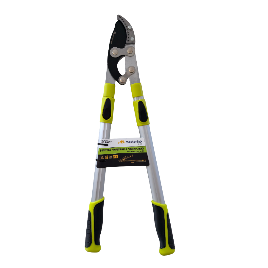 Foarfeca manuala profesionala pentru crengi cu maner extensibil MESTERINO TOOLS MT-0580138, 685 - 966 mm, maner aluminiu, cutit din aliaj de otel teflonat - Accesorii casa si gradina