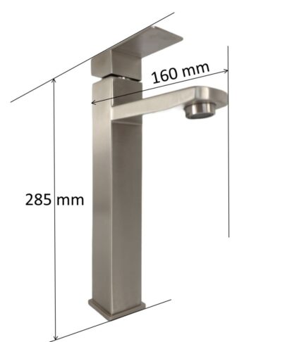 Baterie lavoar MIXXUS KUB-001-HIGH din otel inoxidabil, Monocomanda, Racorduri incluse - In lucru