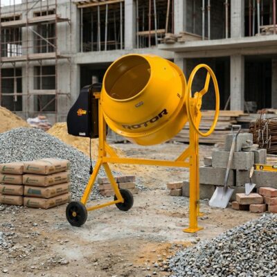 Betonieră 165L cu motor acoperit ROTOR RB165 900 W, 29.5 rpm - In lucru