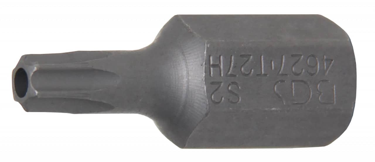 Bit Torx T27 cu gaura de securizare, lungime 30mm, antrenare 10mm(3/8″), BGS 4627 – SimpleTools Bit Torx T27 cu gaura de securizare, lungime 30mm, antrenare 10mm(3/8"), BGS 4627 - SimpleTools