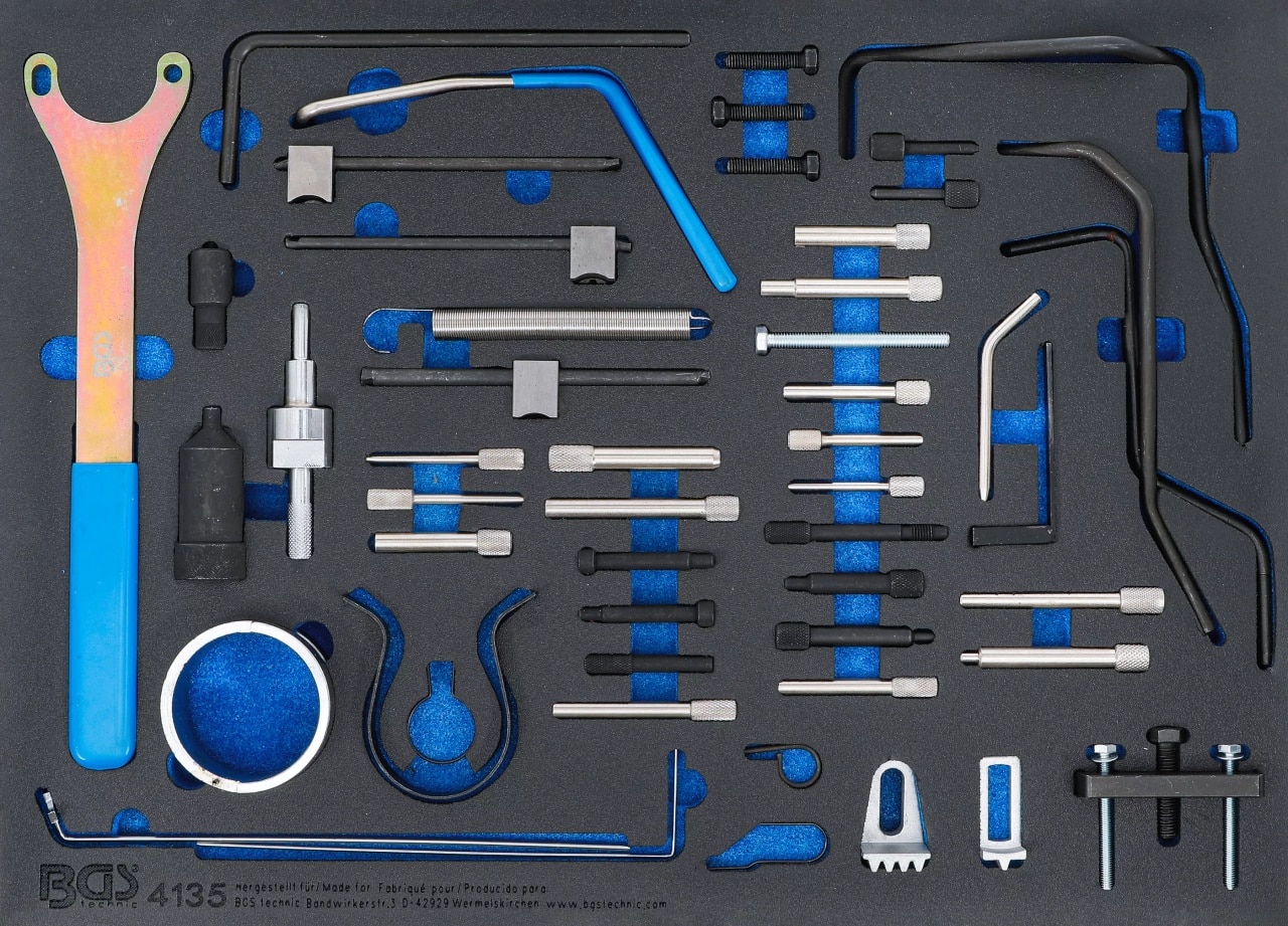 Cale distributie pentru motoare Fiat, Ford, Citroen, Peugeot Echipare sertar 44988 pentru dulap de scule cu 7 sertare, BGS 4135 – SimpleTools Cale distributie pentru motoare Fiat, Ford, Citroen, Peugeot Echipare sertar 44988 pentru dulap de scule cu 7 sertare, BGS 4135 - SimpleTools
