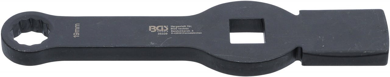 Cheie inelara cu impact, 12 colţuri, cu 2 suprafeţe de impact, 19 mm, BGS 35339 – SimpleTools Cheie inelara cu impact, 12 colţuri, cu 2 suprafeţe de impact, 19 mm, BGS 35339 - SimpleTools