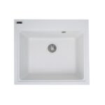 Chiuvetă din compozit de granit pentru bucătărie ELEFANT PREMIUM 5852 VESTA Alb 580 x 518 mm - In lucru