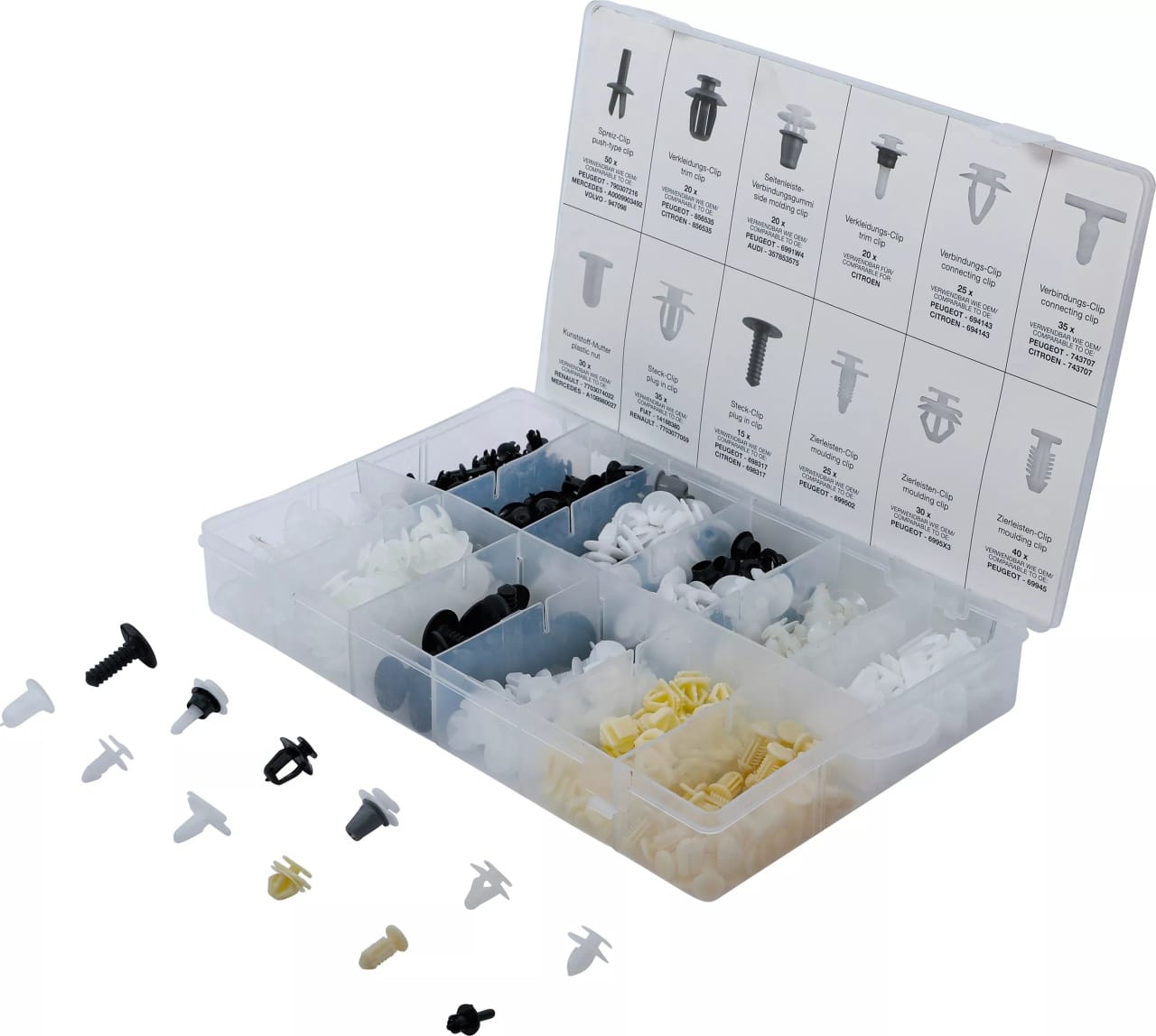 Clipsuri pentru tapiterie : Citroen / Peugeot, 345-piese, BGS 9051 – SimpleTools Clipsuri pentru tapiterie : Citroen / Peugeot, 345-piese, BGS 9051 - SimpleTools