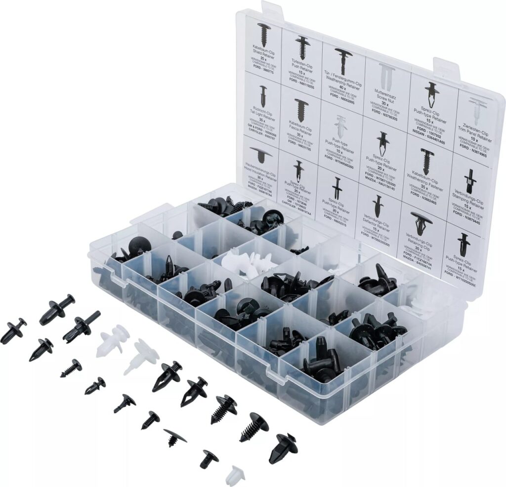 Clipsuri pentru tapiterie : Ford, Mazda, GM, Chrylser & Nissan, 415-piese, BGS 9041 - Consumabile etansare si fixare