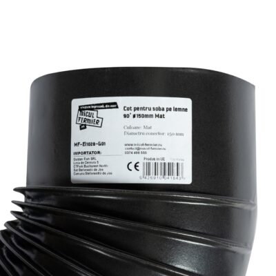 Cot pentru soba pe lemne, 90˚, 150mm, Gri mat - SimpleTools
