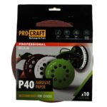 Disc abraziv pentru slefuitor cu excentric KD225.40 PROCRAFT (Set 10 buc)Diametru: 225 mm , Granulatie: P40 - In lucru