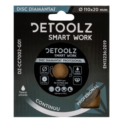Disc diamantat continuu Detoolz 110x20mm, taiere umeda - In lucru