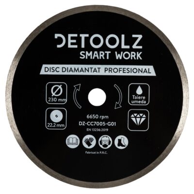 Disc diamantat continuu Detoolz 230x22.2mm, taiere umeda - In lucru