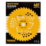 Disc motocoasă Premium 40T cu VIDIA și aripioare 255×25,4×1,5 mm ROTOR - In lucru