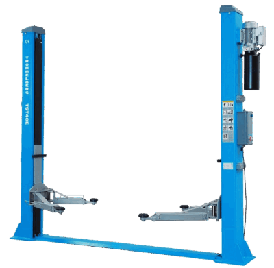 Elevator electrohidraulic cu doua coloane, avand o tensiune de alimentare electrica 400 V si o capacitate de ridicare de 4 tone