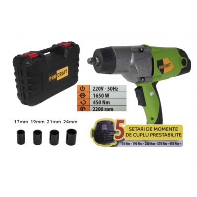 ES1650 pistol electric cheie cu impact PROCRAFT, produsul contine timbru verde 2.5 Ron - In lucru