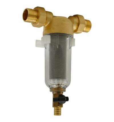 F-PF-B01 Filtru apă cu purjare din alamă cu sită inox FLOW - In lucru