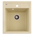 FCB-4651BI/1, Chiuveta de bucatarie din granit cu o cuva, seria BRICK, Ivory, 460x515x200 mm, FLOW - In lucru