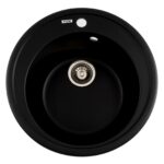FCB-510SBA/1, Chiuveta de bucatarie din granit cu cuva rotunda, seria SUN, Black/Anthracite, 510x200 mm, FLOW - In lucru