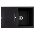 FCB-7749FG/1.5T, Chiuveta de bucatarie din granit cu o cuva si scurgator, seria FORT, Graphite, 775x495x200 mm, FLOW - In lucru