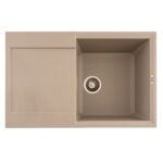FCB-7849HS/1T, Chiuveta de bucatarie din granit cu o cuva si scurgator, seria HORIZON, Sahara, 780x495x230 mm, FLOW - In lucru