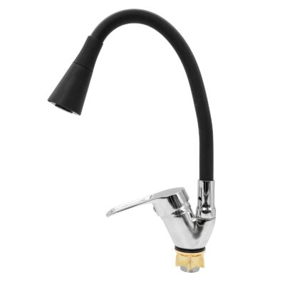 FL XI-CD452ZB, Baterie bucatarie cu pipa flexibila 2 functii, zinc, negru, FLOW - In lucru