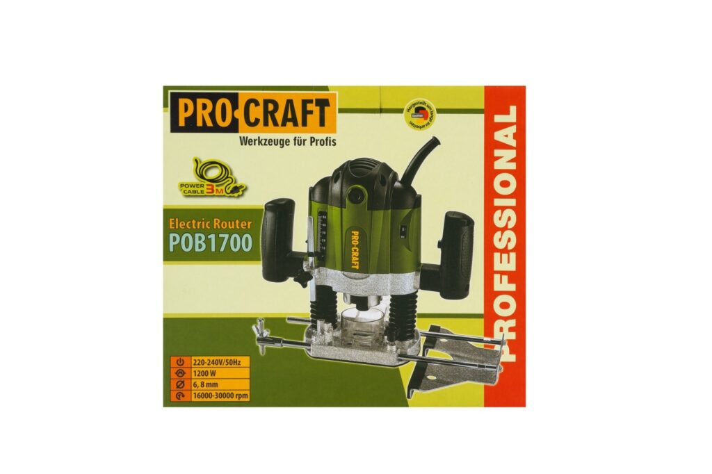 Freza lemn ProCraft POB1700, 1200 W, 26000 RPM, 50 mm Set 12 freze pentru lemn - Slefuitoare si Rindele