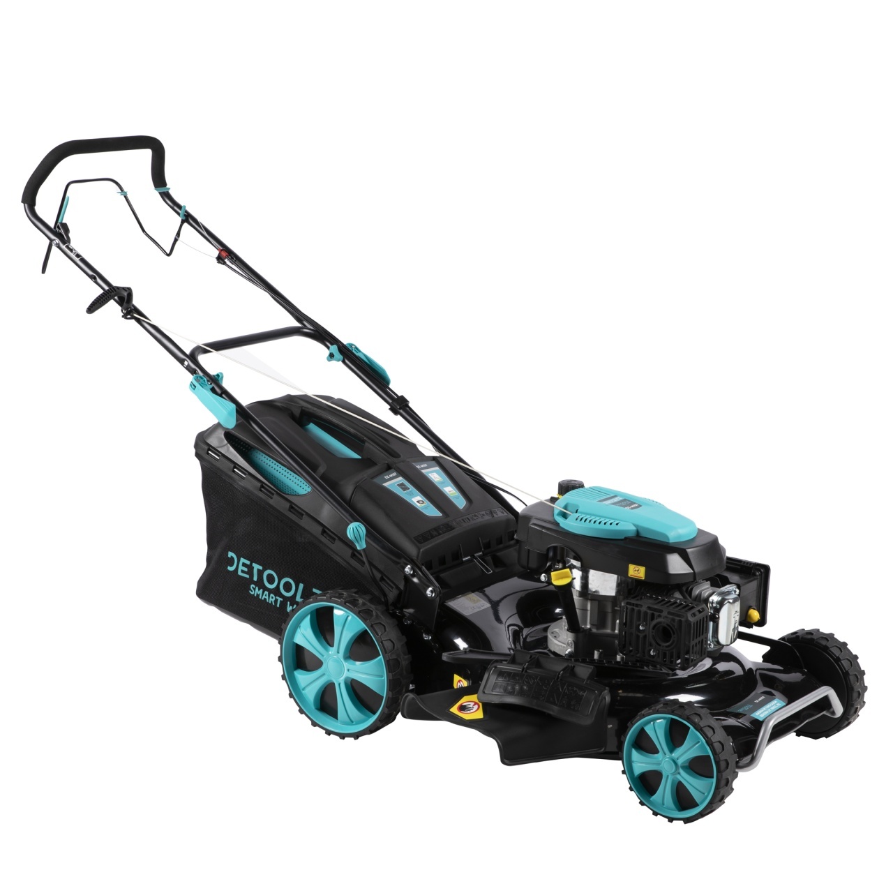 Masina de tuns gazon Detoolz, 5CP, 196CC, latime de taiere 53cm, colector 70L, propulsie automata – In lucru Masina de tuns gazon Detoolz, 5CP, 196CC, latime de taiere 53cm, colector 70L, propulsie automata - In lucru