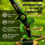 Mini Fierăstrău cu Lanț și Acumulator PPBS-84 PARTNERPRO, Brushless, 21V / 4Ah, Indicator sarcină - In lucru