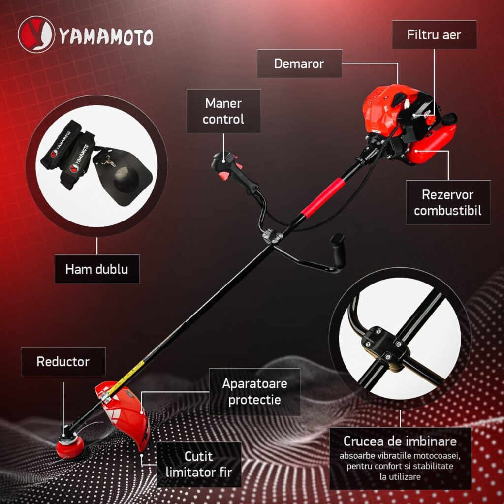 Motocoasa benzina Yamamoto YMA.56, 2T, 5.8 CP, 10000 rpm - Motocositoare si Motounelte