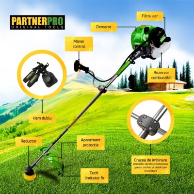 Motocoasa pe benzina PARTNER PRO DX52E 5.5 CP , 2T , 10000 rpm - In lucru