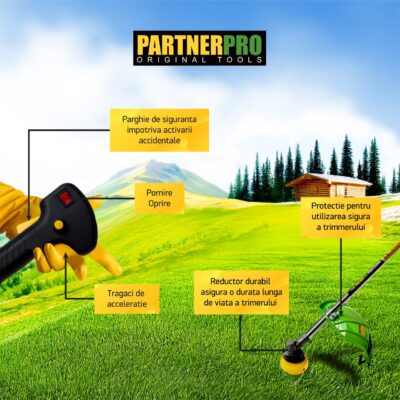 Motocoasa pe benzina PARTNER PRO DX52E 5.5 CP , 2T , 10000 rpm - In lucru