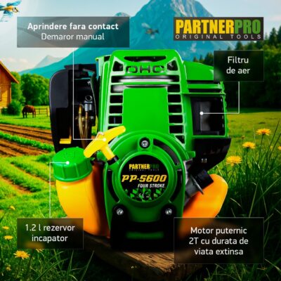 Motocoasa pe benzina PartnerPro PP5600 , 4 T, 5.6CP, 52CC - In lucru