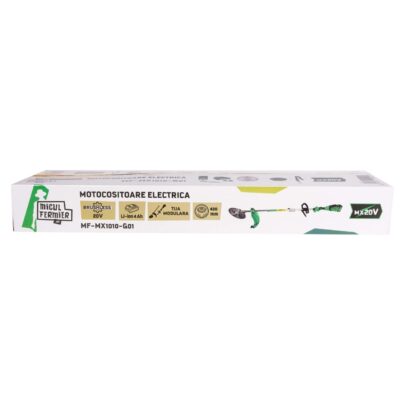 Motocoasa (Trimmer) electrica Micul Fermier 20V, 2 acumulatori 4Ah, maner simplu, motor fara perii - In lucru