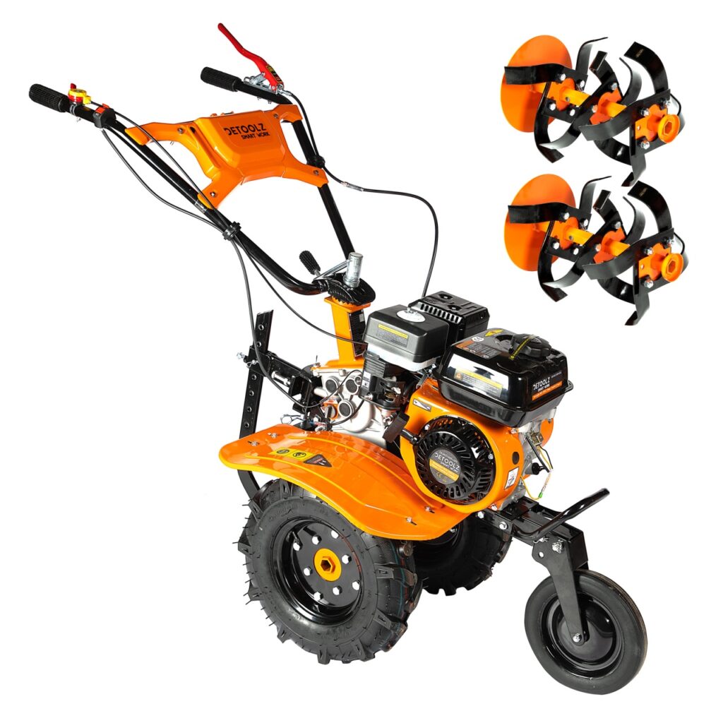 Motocultor Detoolz 8cp 212cc, benzina 4T, 3 viteze, pornire manuala, cu roti - Motocultoare si Cultivatoare