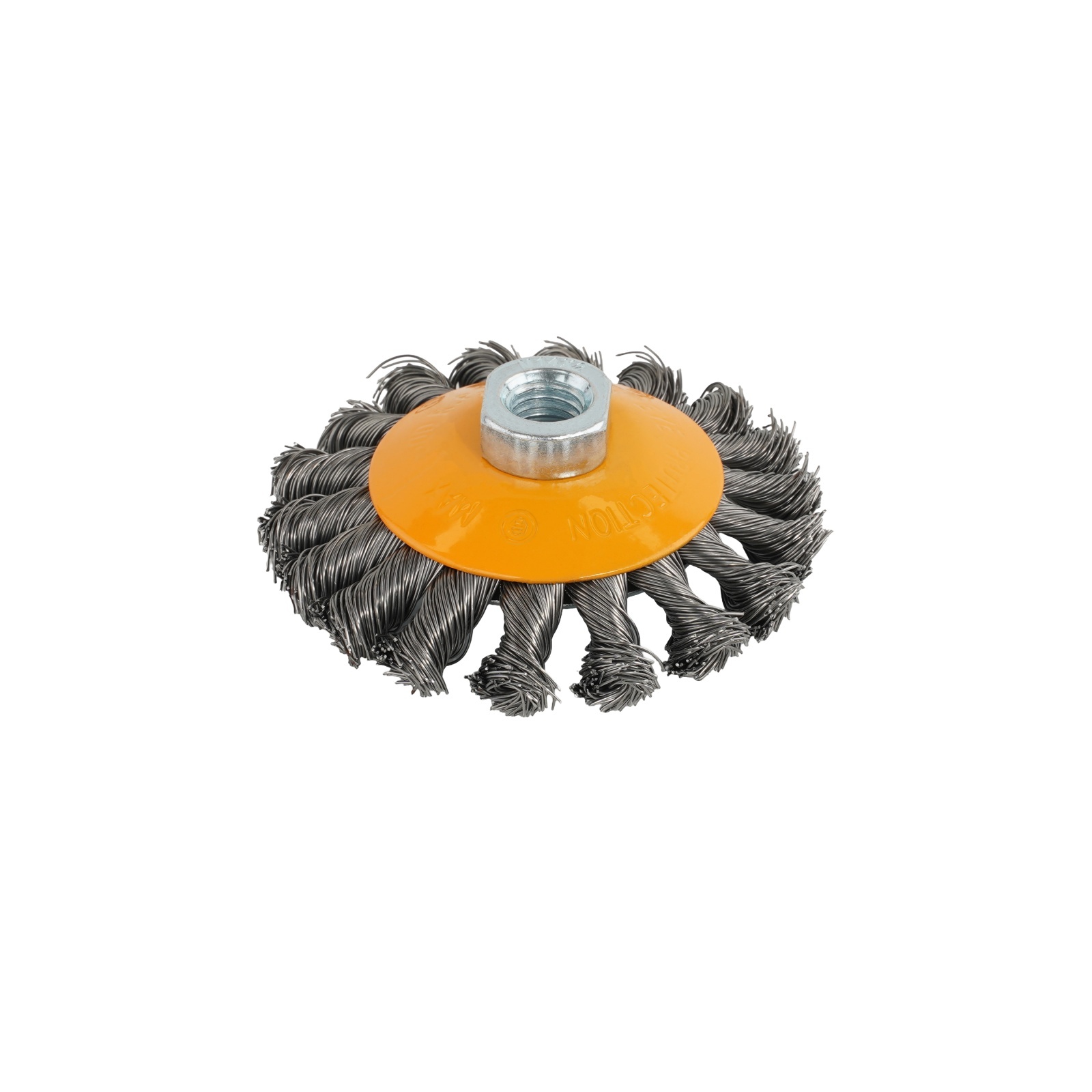 Perie de sarma conica cu noduri ROTOR 100mm M14 – In lucru Perie de sarma conica cu noduri ROTOR 100mm M14 - In lucru