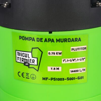 Pompa apa murdara Micul Fermier, 0.75 kW, debit maxim 14400 l/h, inaltime maxima de pompare 7.5 m, cu plutitor - Pompe apa