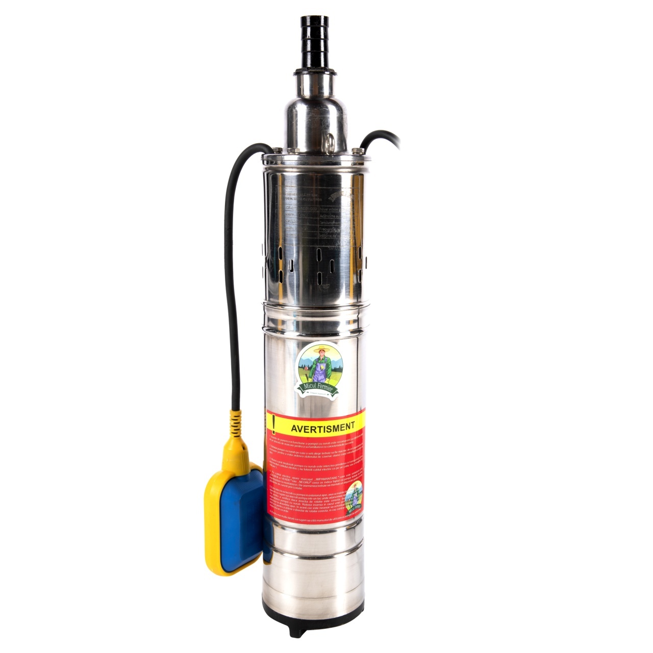 Pompa submersibila Micul Fermier, 1.1 kW, debit maxim 3600 l/h, inaltime maxima de pompare 80m, cu snec si plutitor – Pompe apa Pompa submersibila Micul Fermier, 1.1 kW, debit maxim 3600 l/h, inaltime maxima de pompare 80m, cu snec si plutitor - Pompe apa
