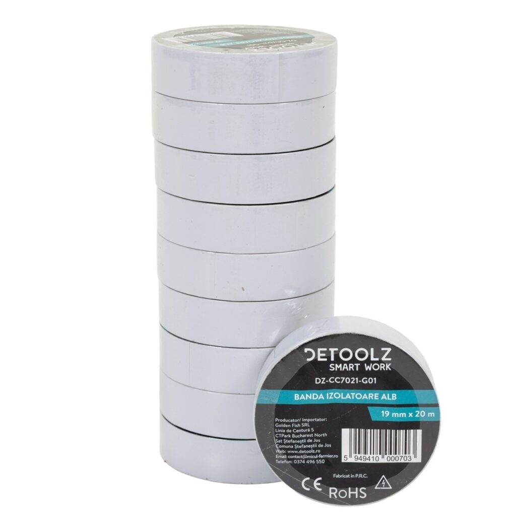 Set 10buc banda izolatoare Detoolz 19mm*20m ALB G01 - Accesorii diverse