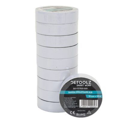 Set 10buc banda izolatoare Detoolz 19mm*20m ALB G01