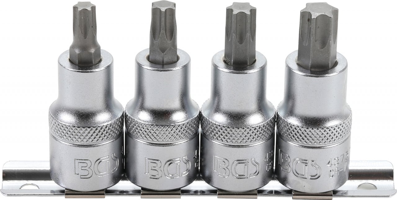 Set biti Torx T40 – T45 – T50 – T55, antrenare cu tubulara 1/2, 4 piese, BGS 8886 – SimpleTools Set biti Torx T40 - T45 - T50 - T55, antrenare cu tubulara 1/2, 4 piese, BGS 8886 - SimpleTools