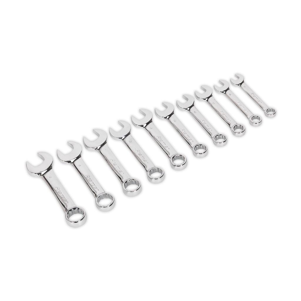 Set chei combinate scurte 10 piese 10‑19 mm Sealey – SimpleTools Set chei combinate scurte 10 piese 10‑19 mm Sealey - SimpleTools