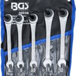 Set chei combinate cu clichet pentru conducte: 8 - 9 - 10 - 11 - 12 mm, 5 piese, BGS 30836 - Chei combinate/fixe si inelare