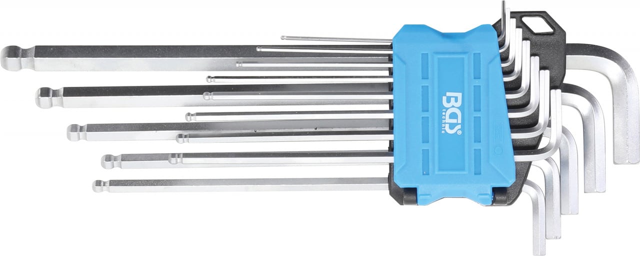 Set chei Imbus cu cap sferic tip L extra lungi, marimi in ţoli 0.05″ – 3/8″, 13 piese, BGS 9801 – SimpleTools Set chei Imbus cu cap sferic tip L extra lungi, marimi in ţoli 0.05" - 3/8", 13 piese, BGS 9801 - SimpleTools