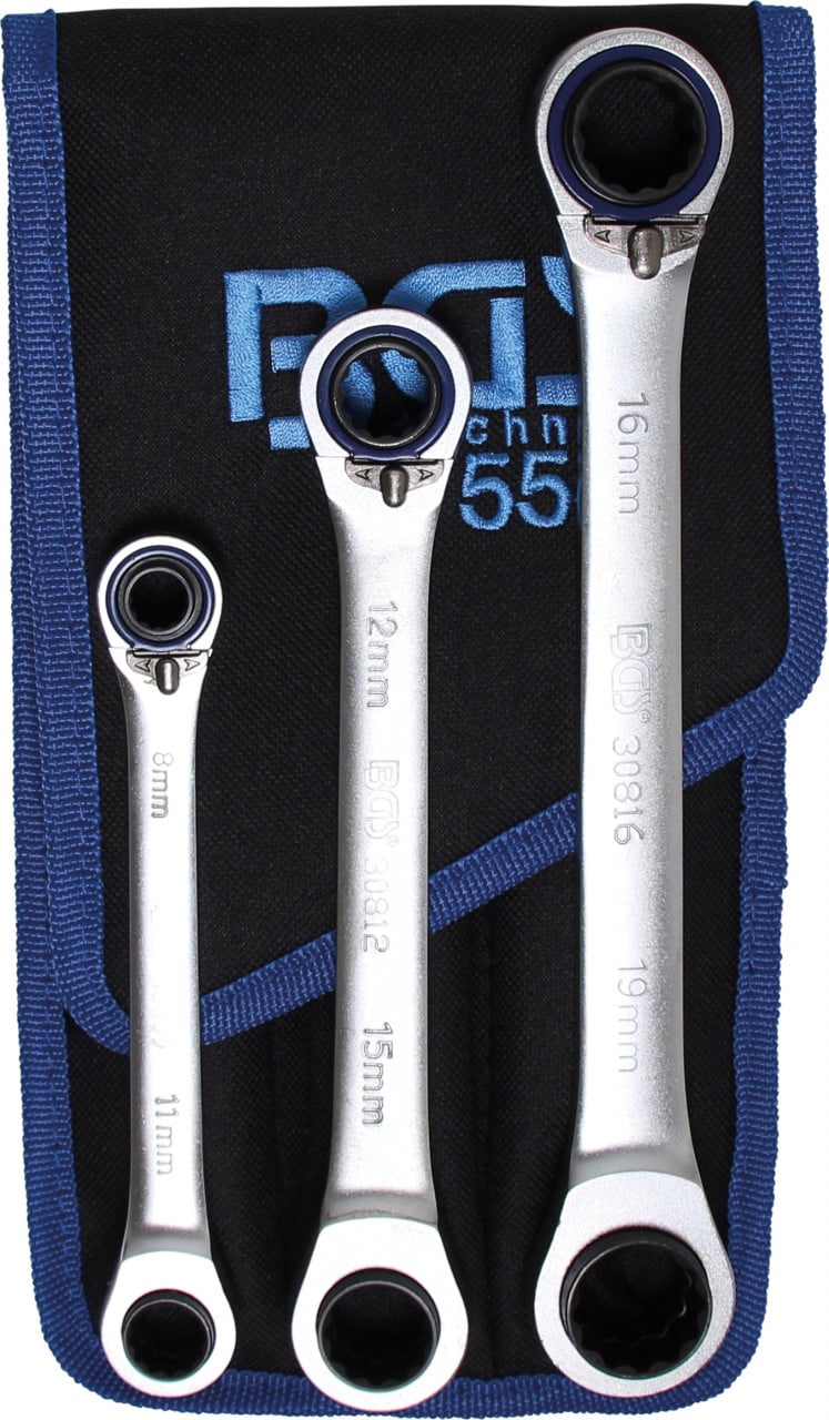 Set chei inelare cu clichet | 4-in-1 | 3 piese, BGS 1556 – SimpleTools Set chei inelare cu clichet | 4-in-1 | 3 piese, BGS 1556 - SimpleTools